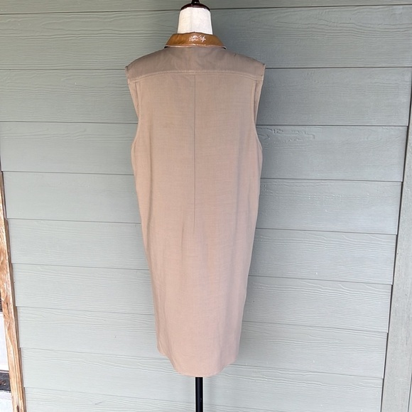 3.1 Phillip Lim Hi-Lo Wool Blend Sleeveless Dress with Leather Collar - Picture 7 of 15